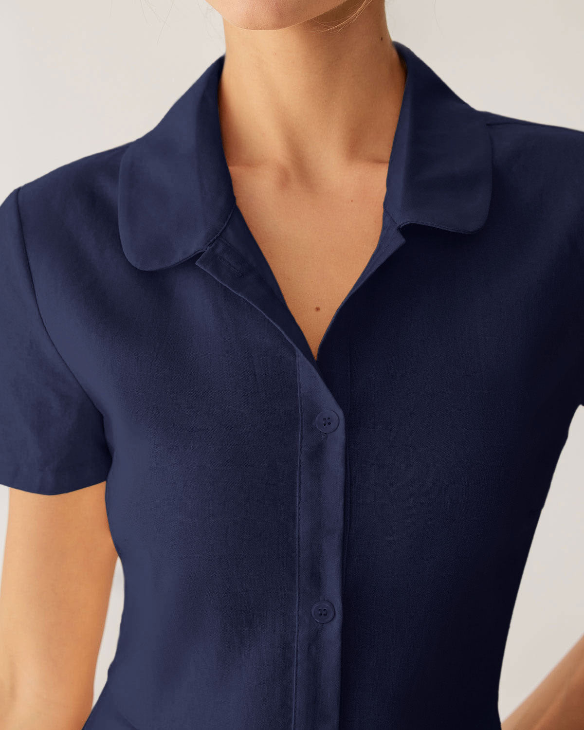 Navy Pocket Short Sleeve Midi Dress