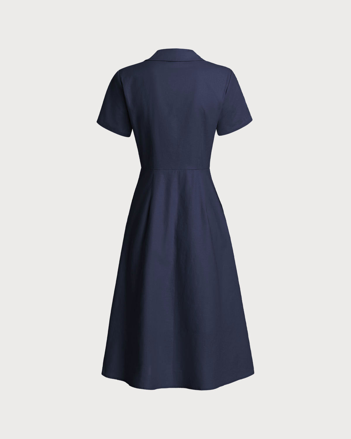Navy Pocket Short Sleeve Midi Dress