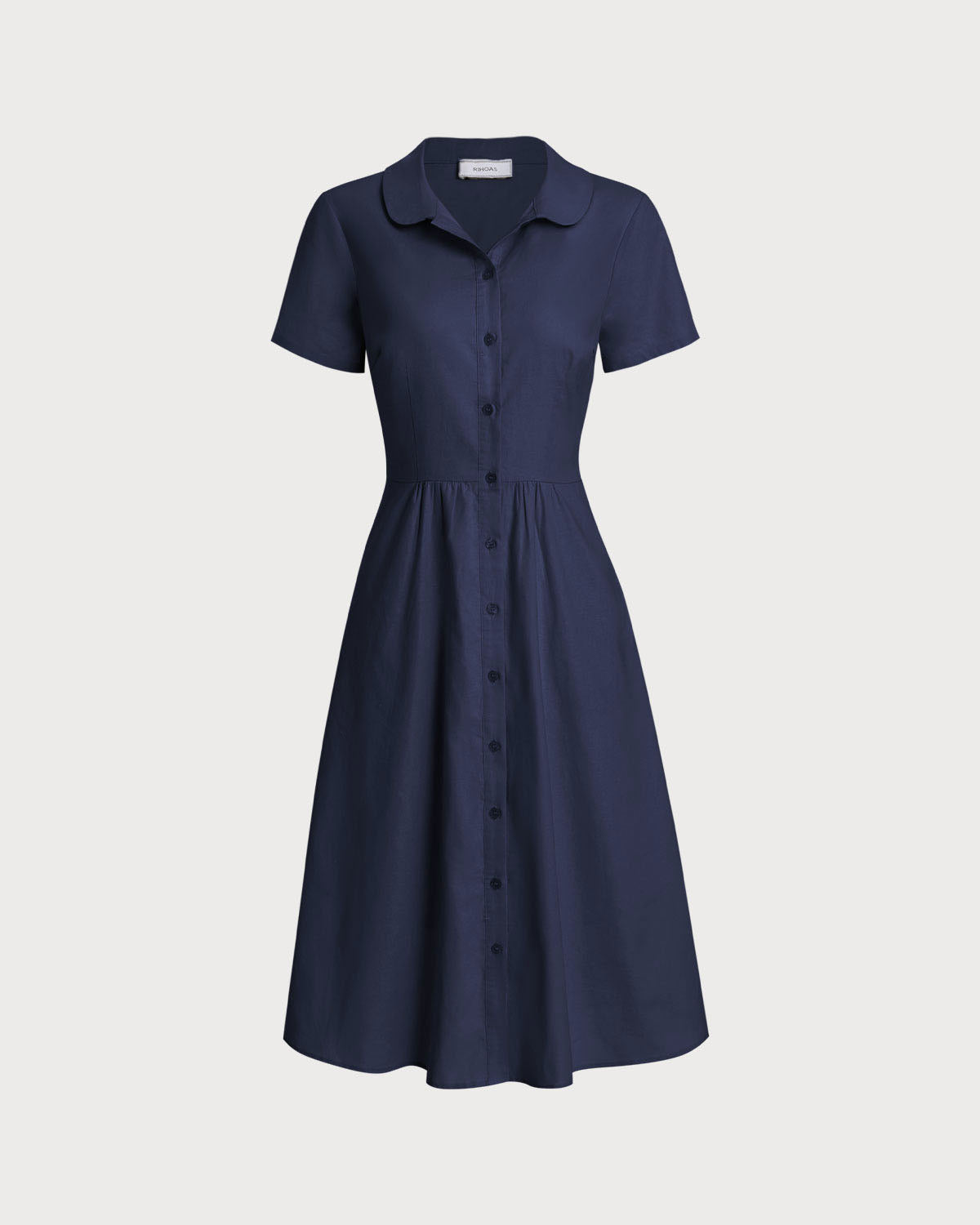 Navy Pocket Short Sleeve Midi Dress