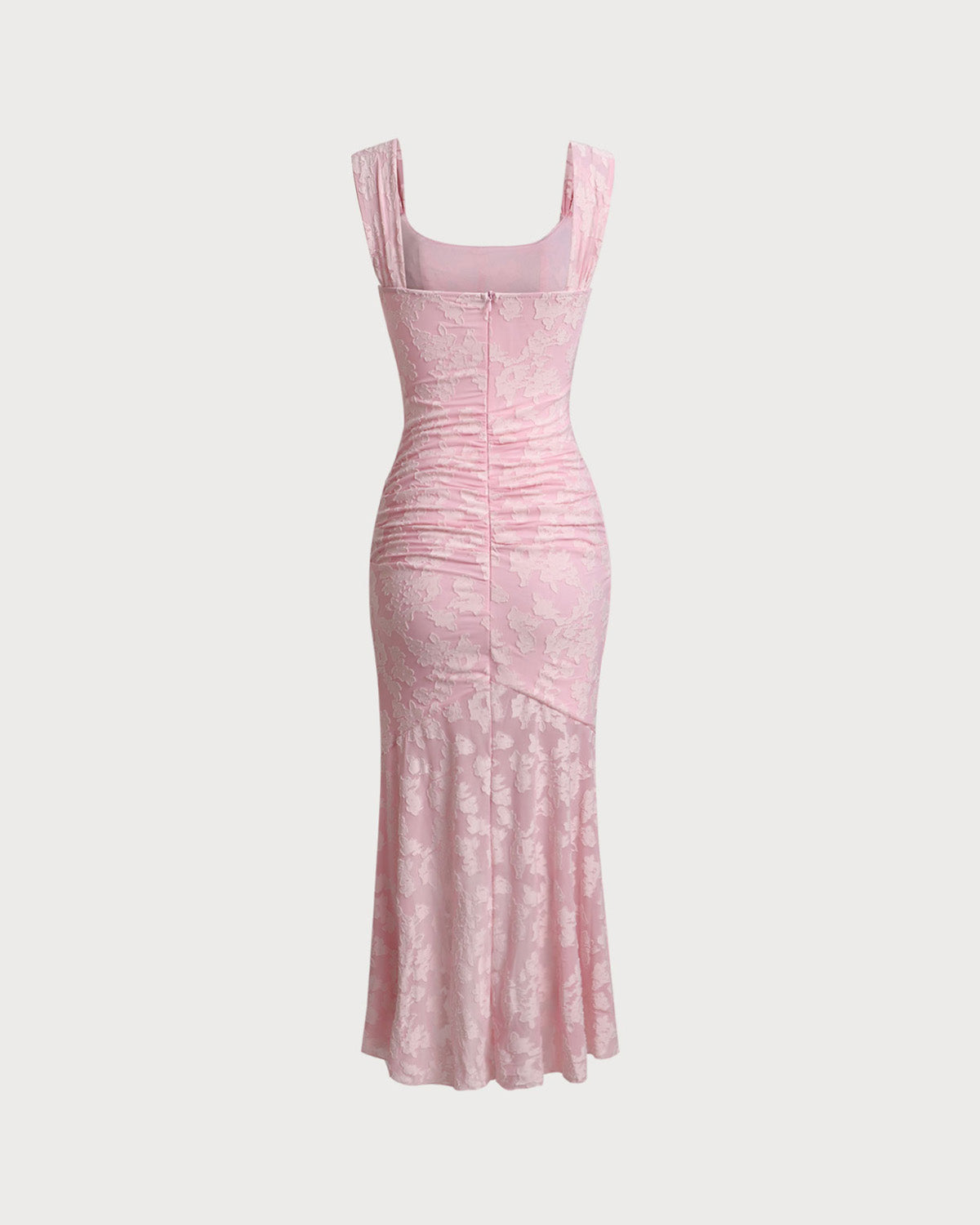 Pink Jacquard Bodycon Slip Maxi Dress