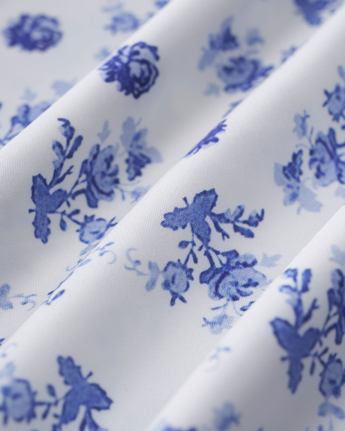 Blue Floral Square Neck Ruched Midi Dress