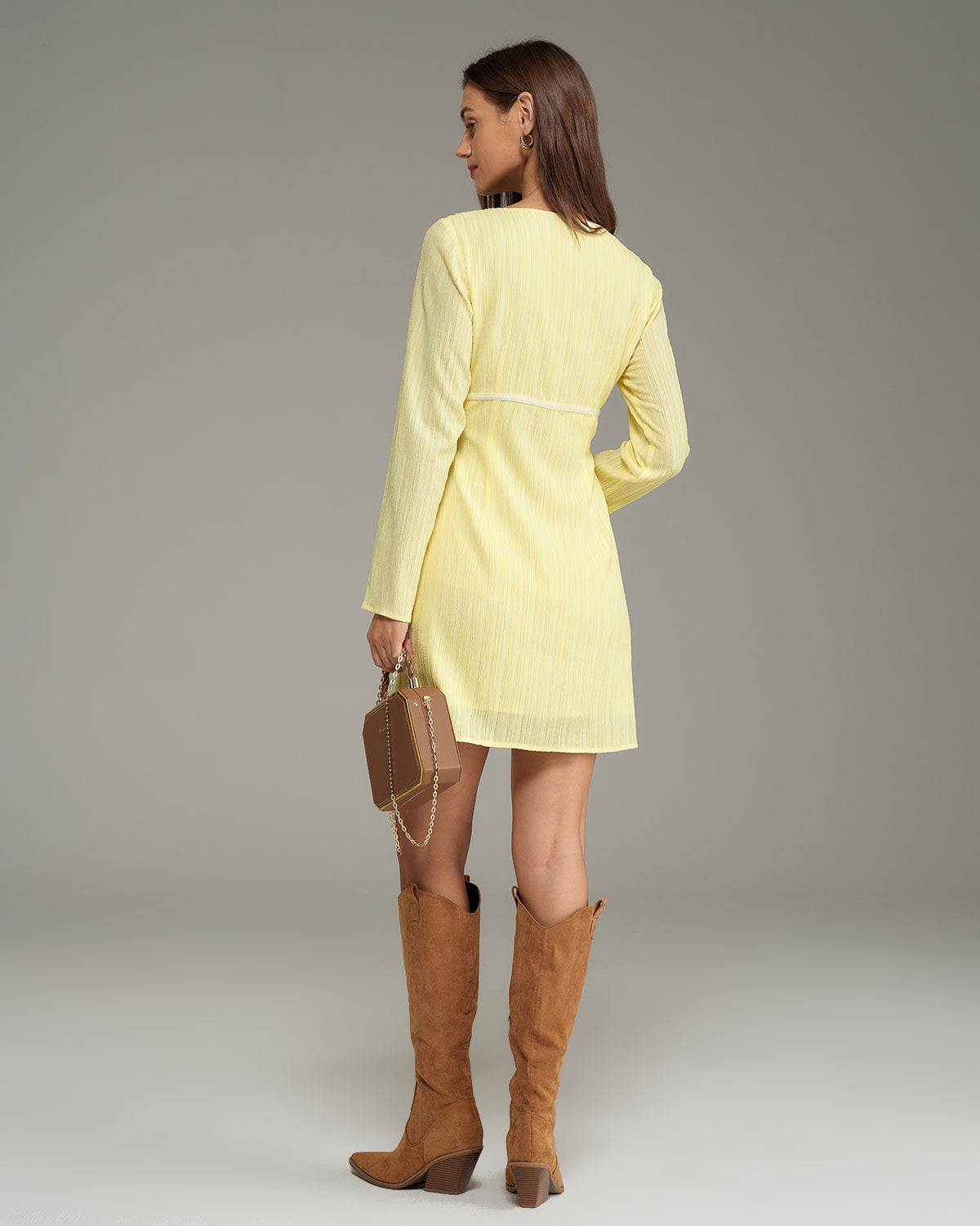 Yellow Square Neck A-Line Mini Dress