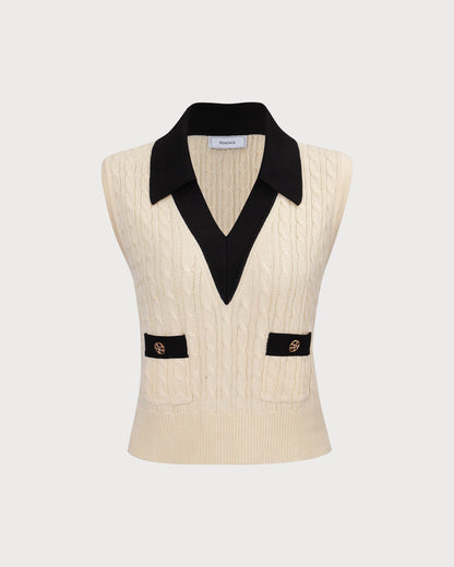The Apricot Collared Colorblock Knit Tank Top