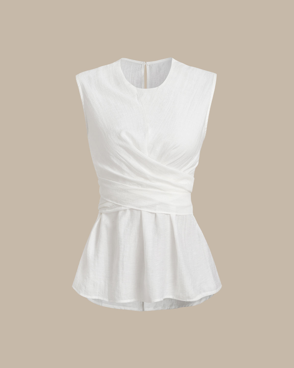 White Round Neck Tie-back Tank Top