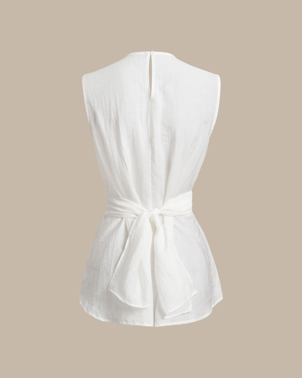 White Round Neck Tie-back Tank Top