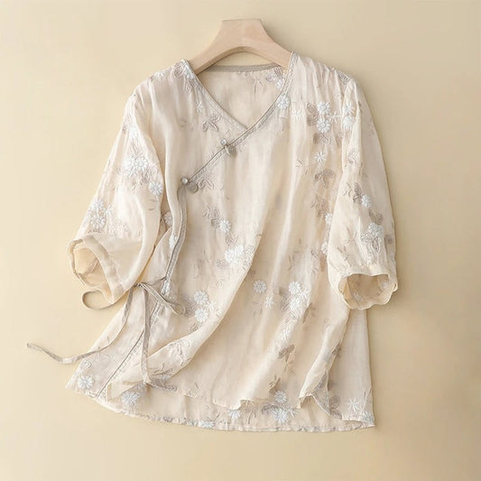 ALINA LINEN BLOUSE