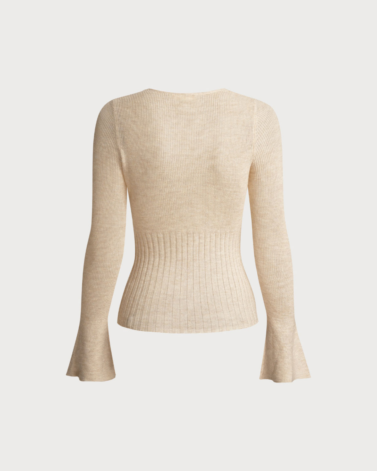 Apricot Bell Sleeve Ribbed Knit Tee