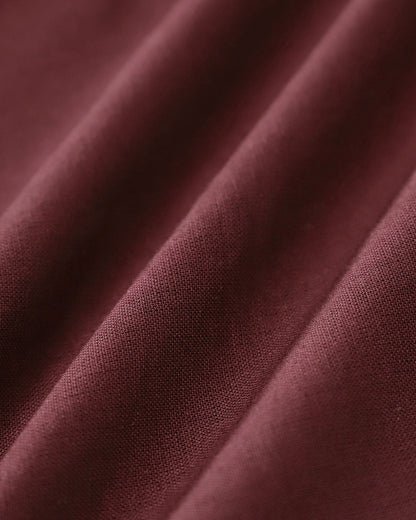 Wine Red Square Neck Shirred Slip Midi Dress