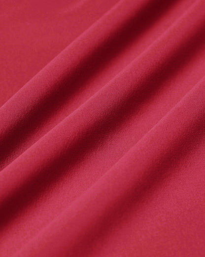 Red Square Neck Pocket Slip Midi Dress