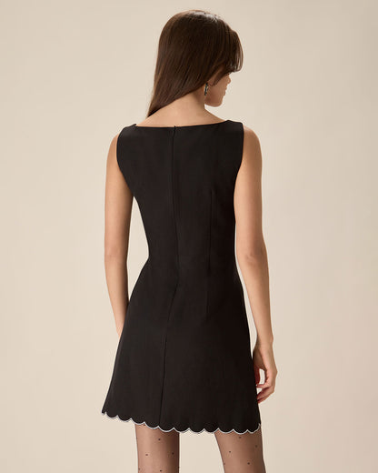 Black Contrasting Sleeveless Mini Dress