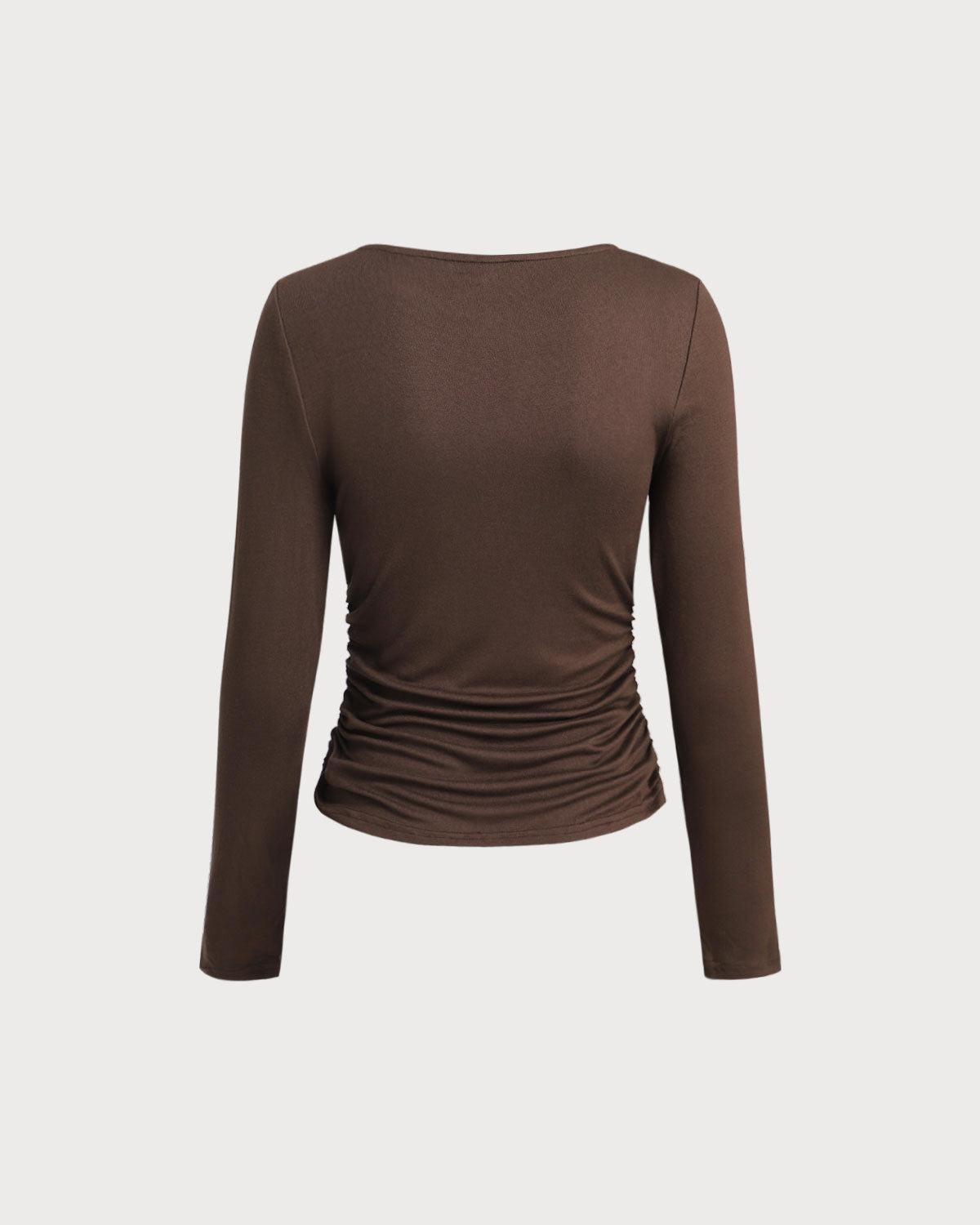 Brown Round Neck Slim Knit Tee