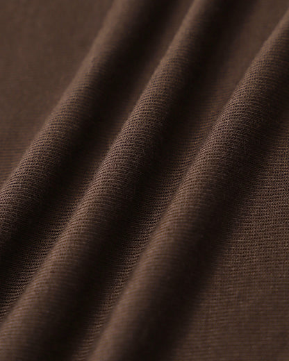 Brown Round Neck Slim Knit Tee