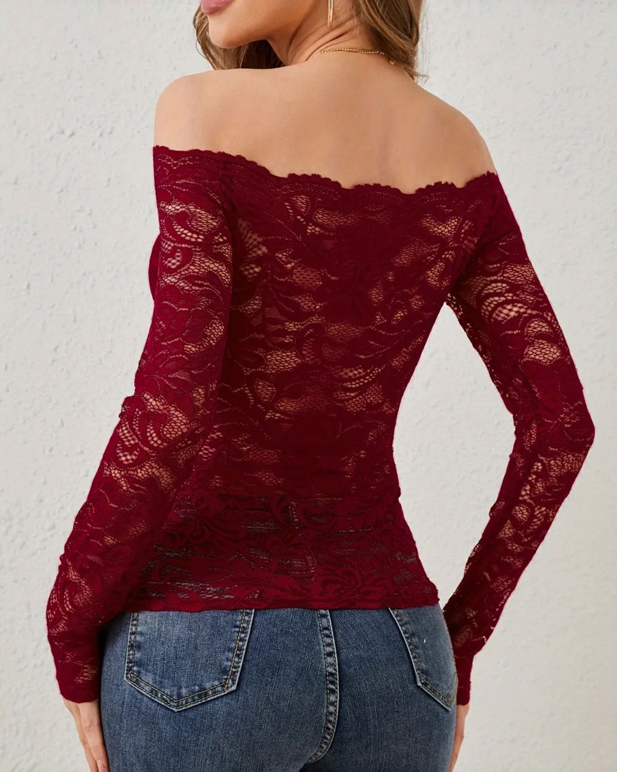 Red Floral Off The Shoulder Slim Tee