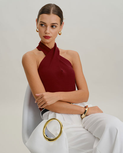 Red Knit Halter Vest