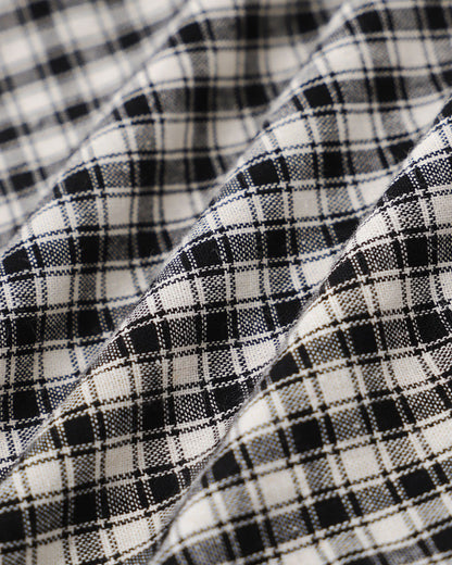 Black Plaid V Neck Ruffle Blouse