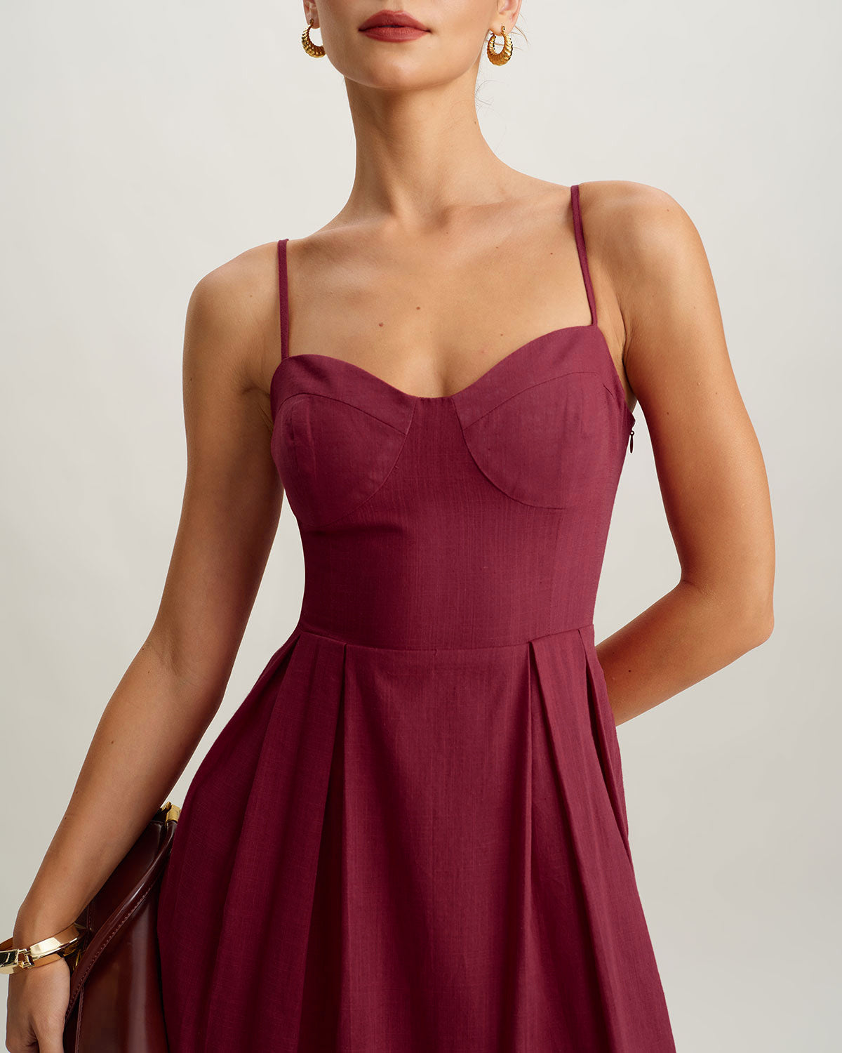 Red Sweetheart Neck Slip Maxi Dress