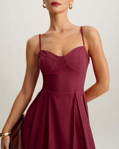 Red Sweetheart Neck Slip Maxi Dress