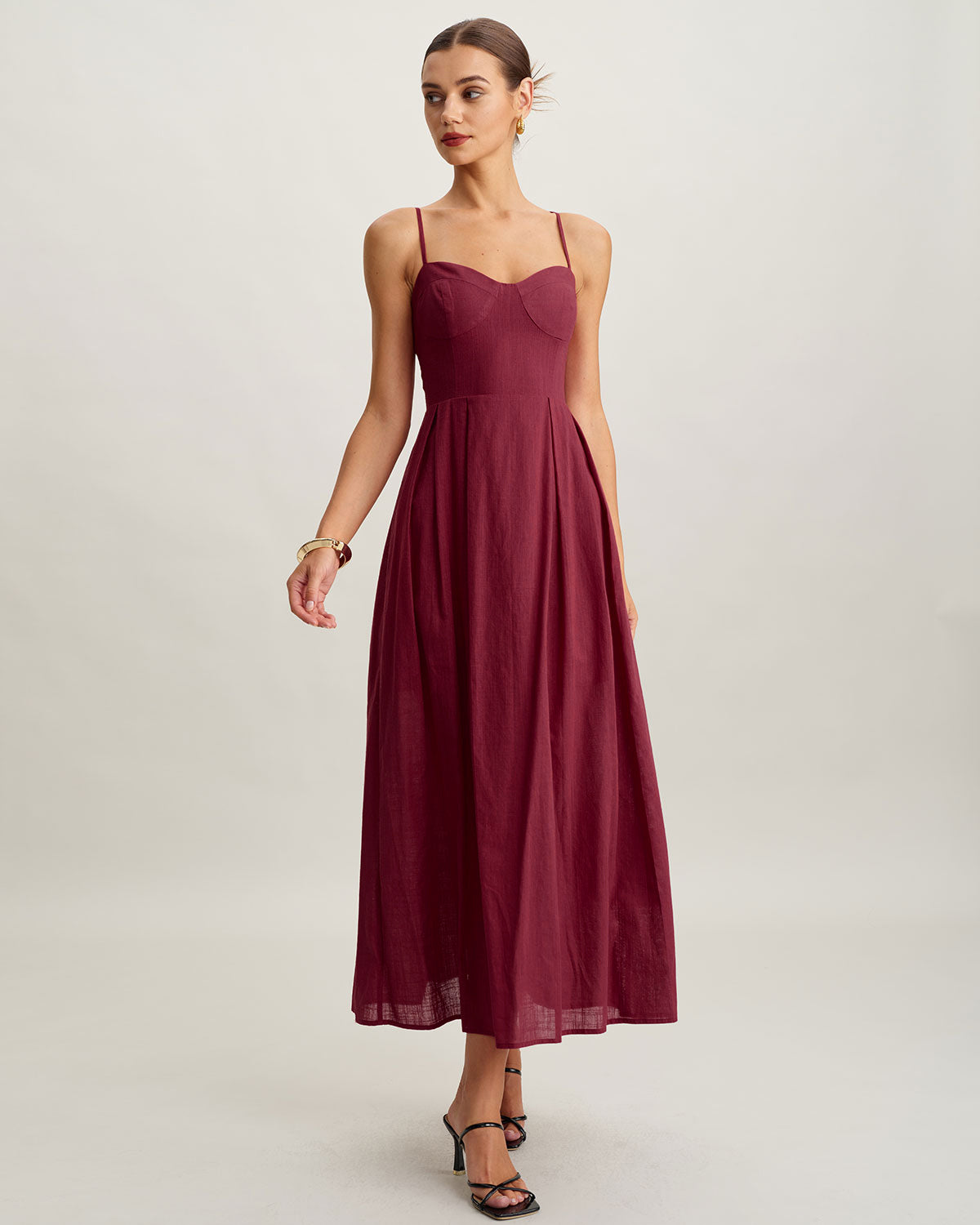 Red Sweetheart Neck Slip Maxi Dress