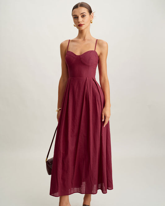 Red Sweetheart Neck Slip Maxi Dress