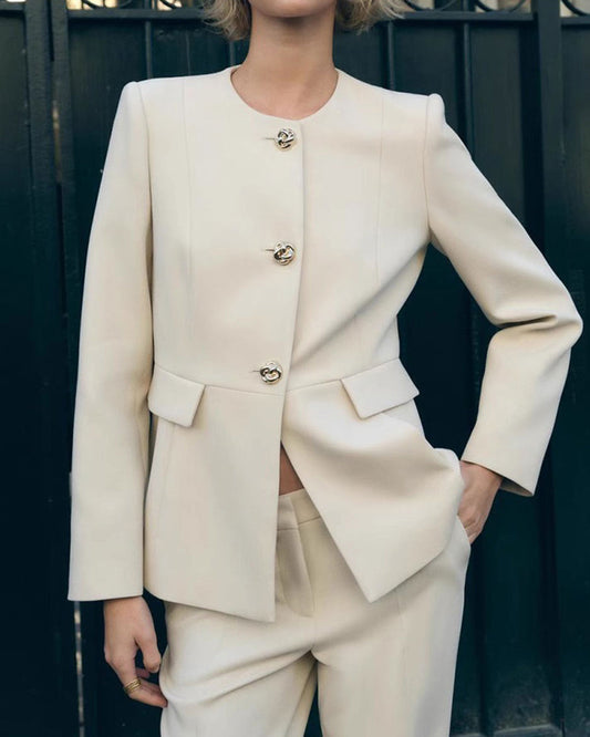 Apricot Button Pocket Blazer