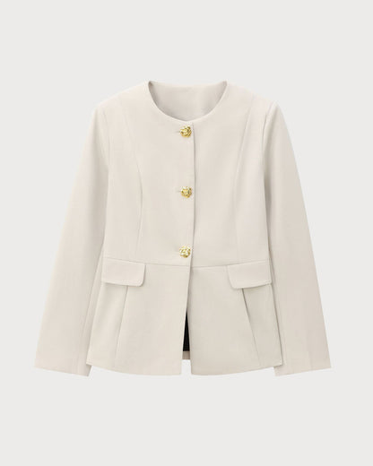 Apricot Button Pocket Blazer