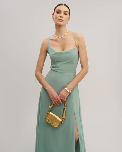 Green Slit Slip Maxi Dress