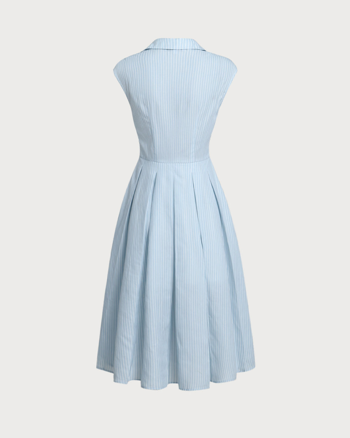 Blue Striped Cap Sleeve Midi Dress