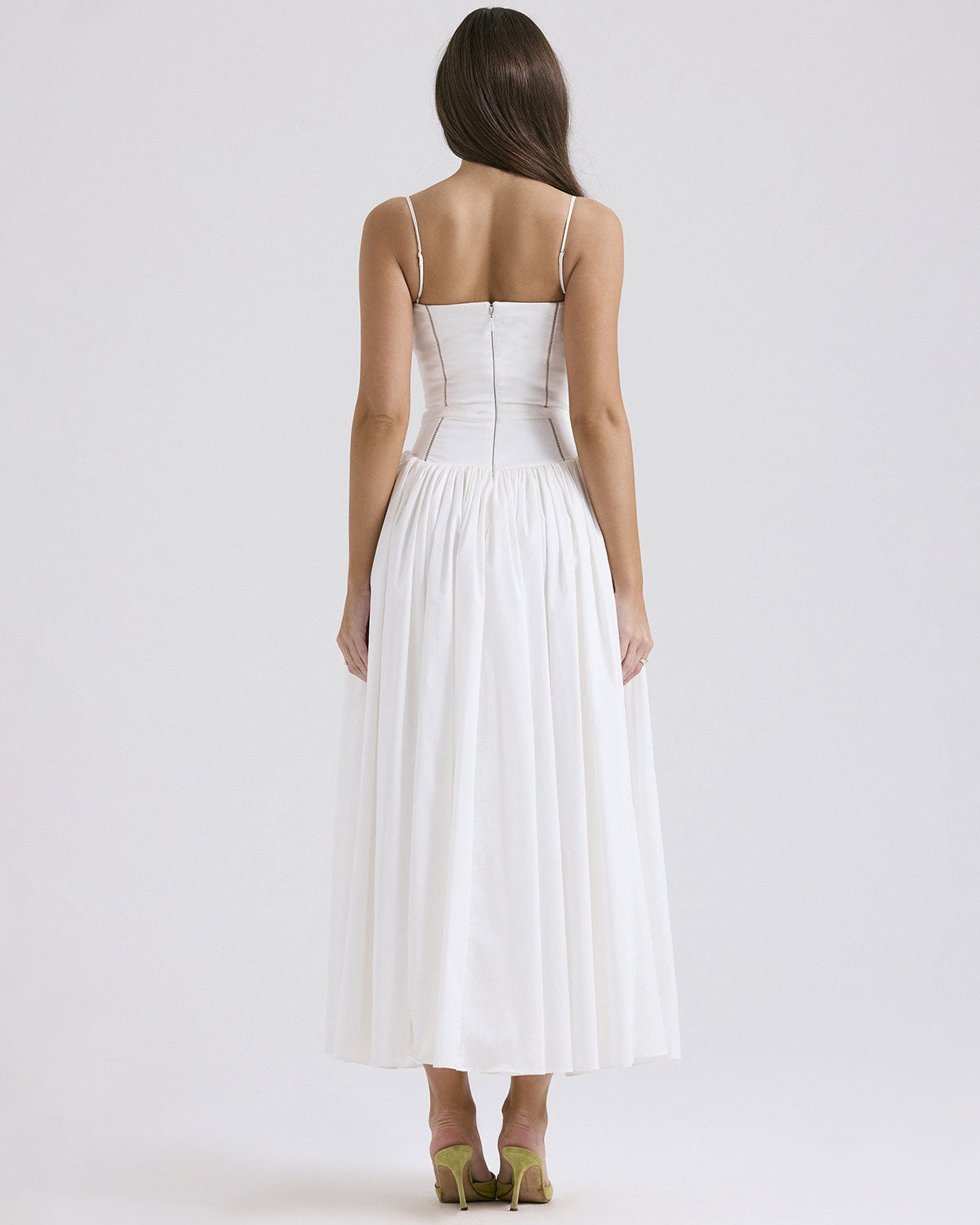 White Pleated Slip Midi Dress