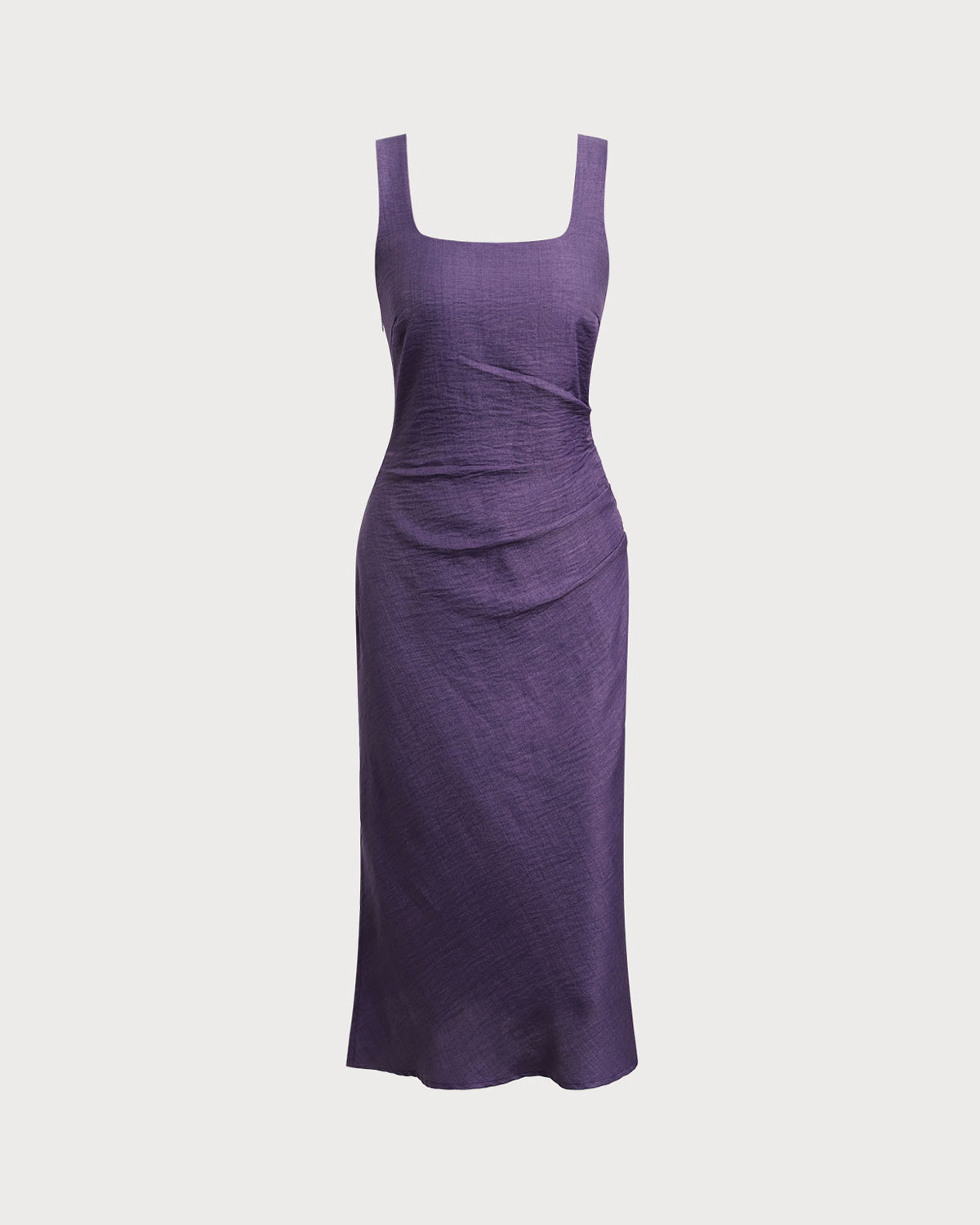Purple Square Neck Slip Midi Dress
