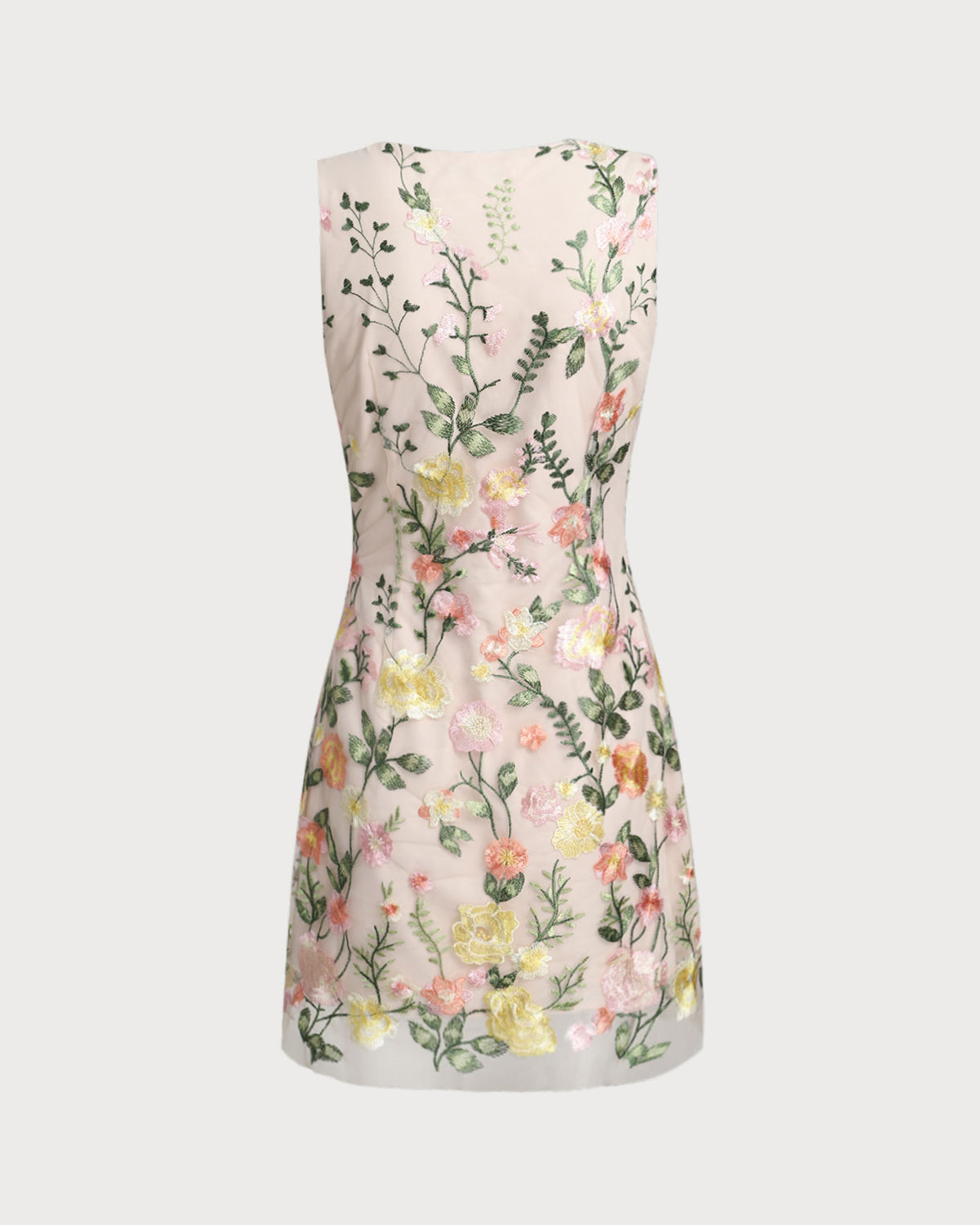 Yellow V Neck Floral Sleeveless Mini Dress