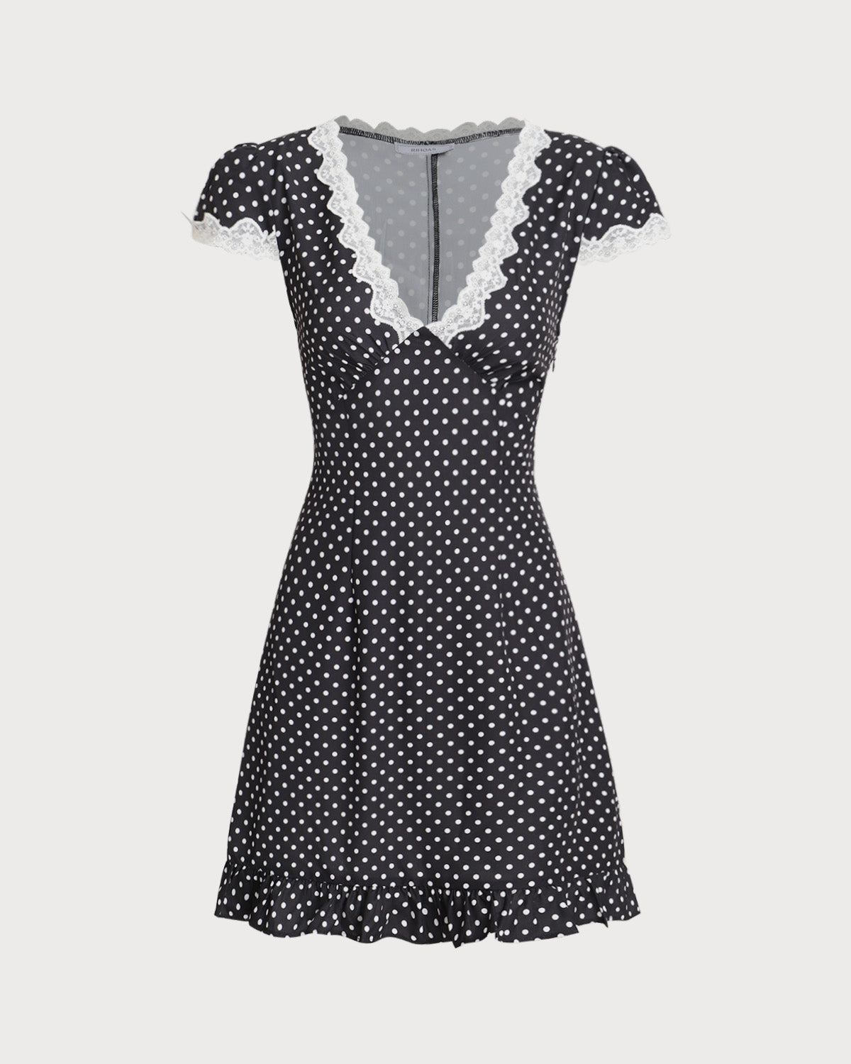 Black Polka Dot V-Neck Mini Dress