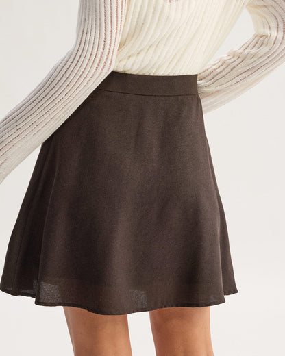 Brown Pocket High Waisted Skirt
